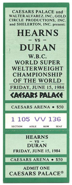 1984 Hearns vs. Duran Full Fight Ticket