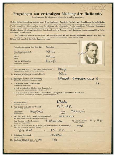 Nazi Jewish Questionnaire 1942 – Occupied Poland