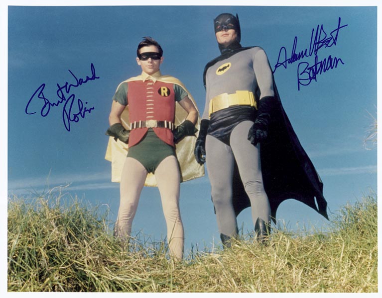 Batman & Robin signed color photograph
