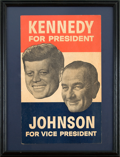 1960 Original Kennedy and Johnson Presidential Campaign Poster
