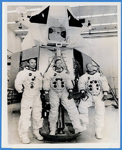 Apollo 11 Astronauts Collins, Armstrong and Aldrin Original Wire Photograph