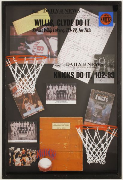  New York Knicks 1970, 73 Championship Basketball Court Presentation Shadowbox Display 
