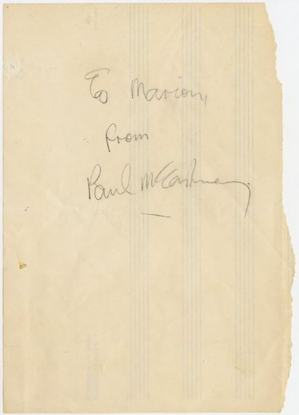 Paul McCartney Vintage Signed and Inscribed Sheet Music