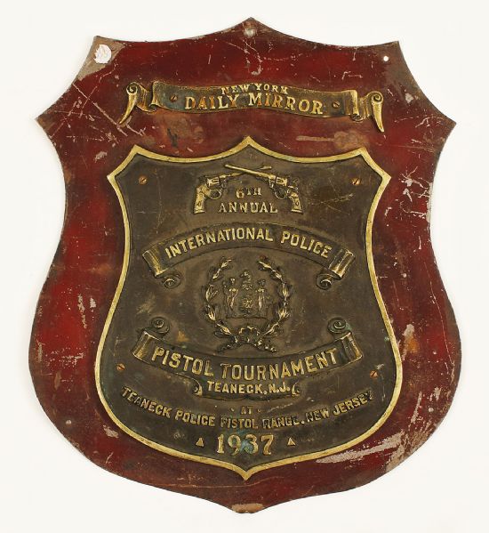 1937 New York Daily Mirror International Police Pistol Tournament Plaque