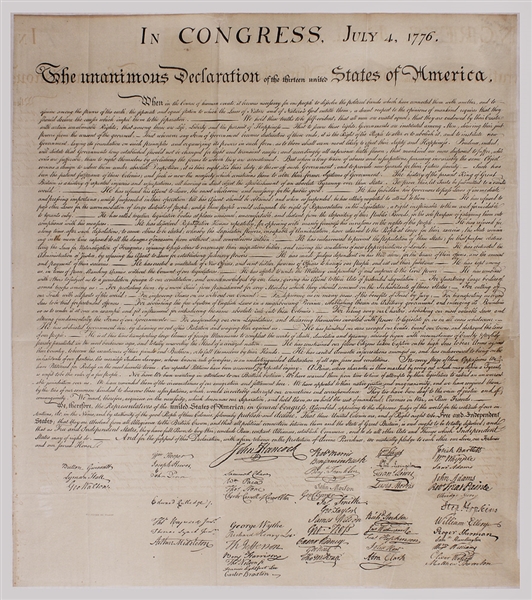 Declaration of Independence by Peter Force (1833) From W.J. Stone's Copper Plate 