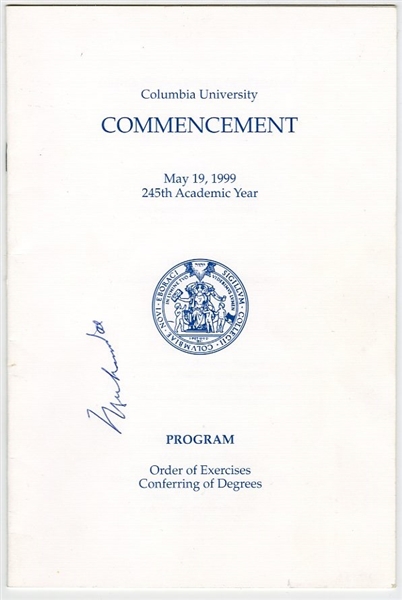Professor Muhammad Ali Signed Columbia University Commencement Program (1999)