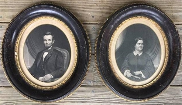 1860's Abraham Lincoln and Mary Todd Original Large Photographic Print Engravings