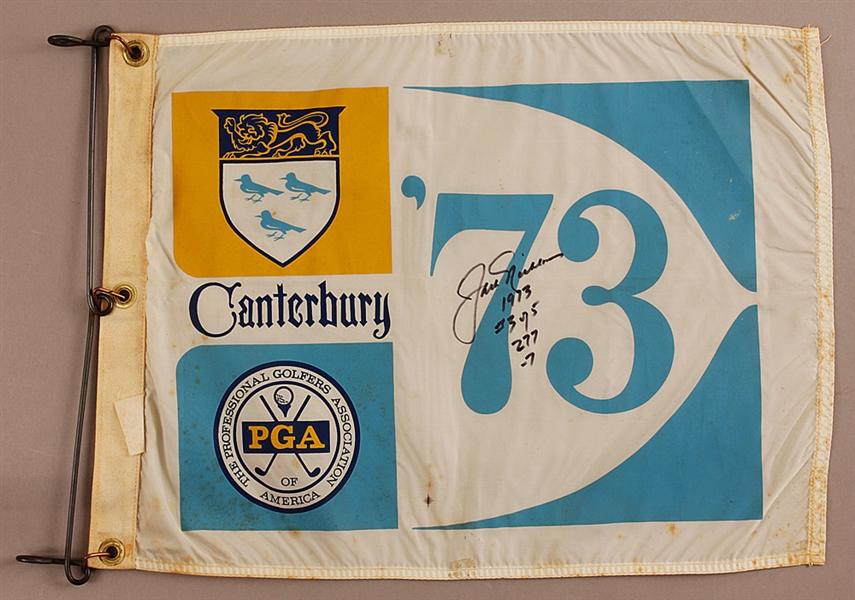 Jack Nicklaus Signed 1973 PGA Championship Tournament Pin Flag