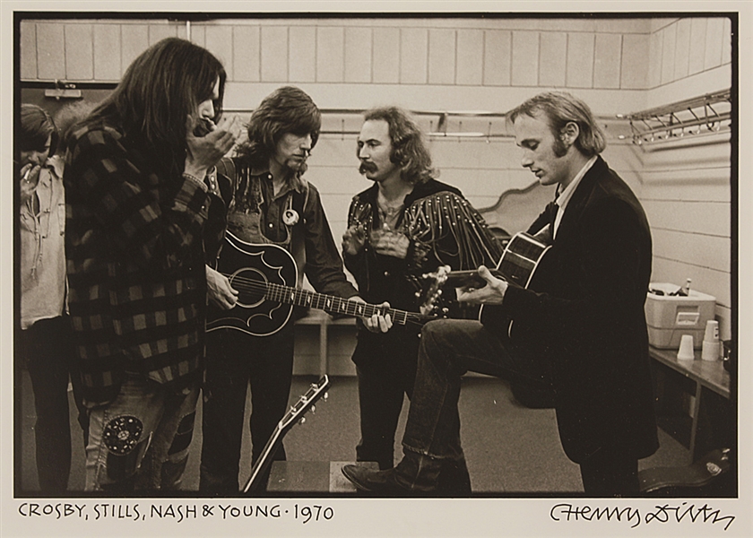 Crosby, Stills, Nash & Young Photograph Signed by Photographer Henry Diltz 