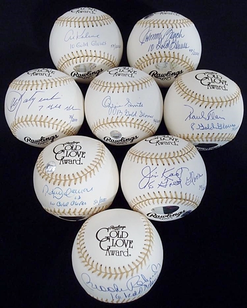 Group of 8 “Rawlings Gold Glove Award” Specially Signed and Inscribed Baseballs