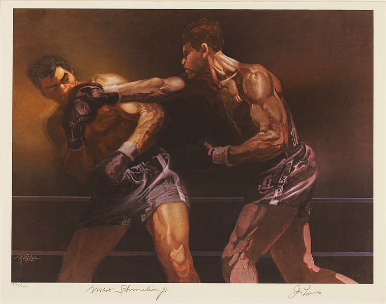 Joe Louis and Max Schmeling Signed Ltd. Edition Sports Illustrated Magazine Lithograph