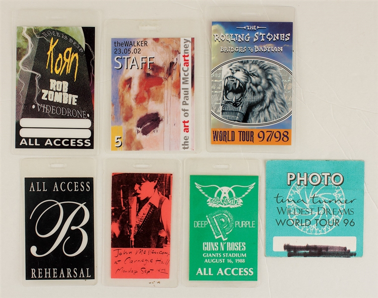 Original Rock & Roll Concert Backstage Passes